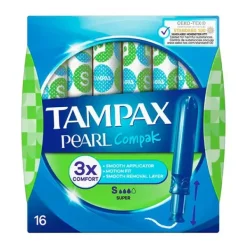 New TAMPAX Compak Pearl super
