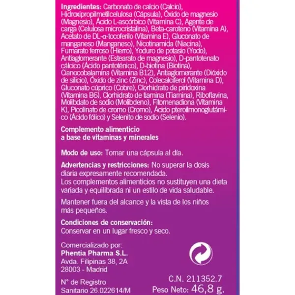 Multivitamínico Mujer 60+ Complementos Alimenticios