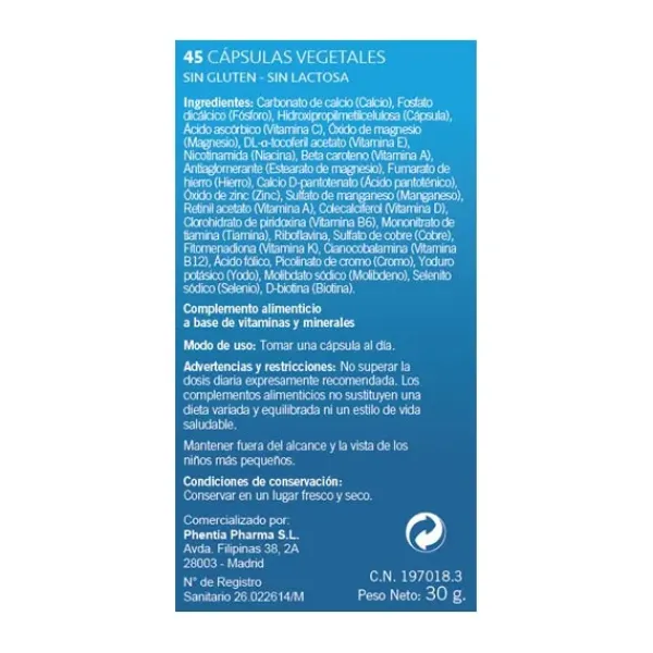 Hot Multivitaminico Hombre 45Caps Vegetales Complementos Alimenticios